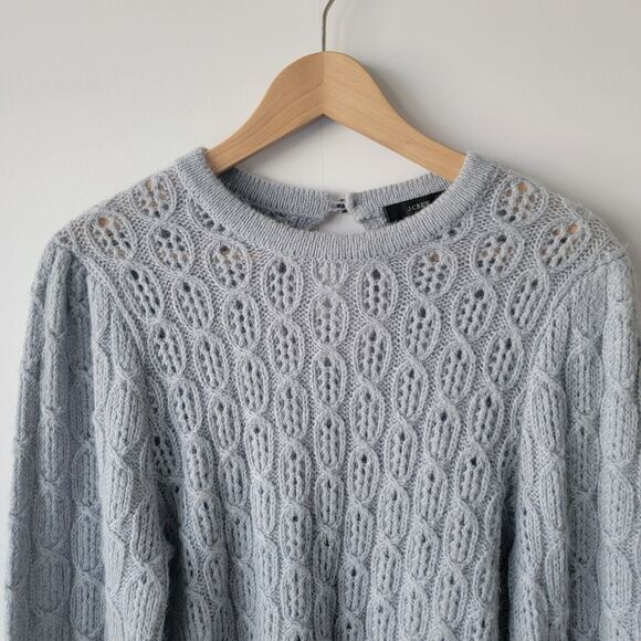j crew BD619  sweater  womens size M Balloon-sleeve cable-knit - Picture 3 of 8